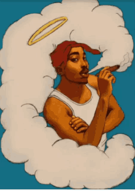 a cartoon drawing of a man smoking a cigar