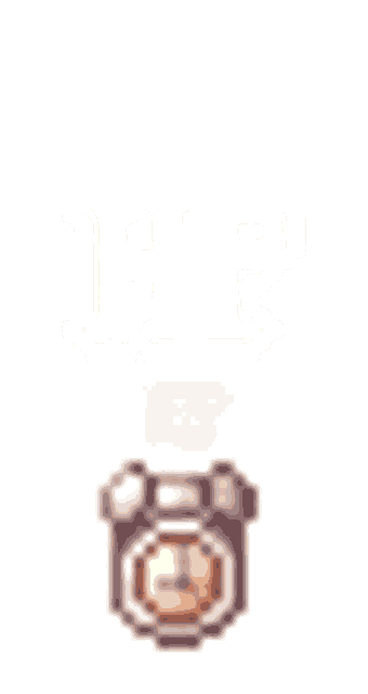 a pixel art drawing of a clock and a letter h.