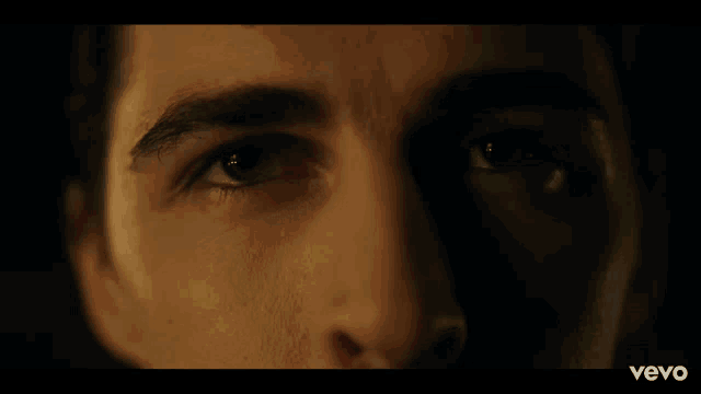 a close up of a man 's face with the word vevo on the bottom left