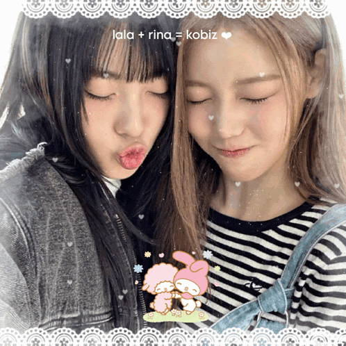 a picture of two girls with lala + rina written above them