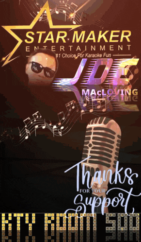 a poster for star maker entertainment with a picture of a man