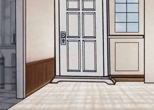 a cartoon drawing of a door with a keyhole