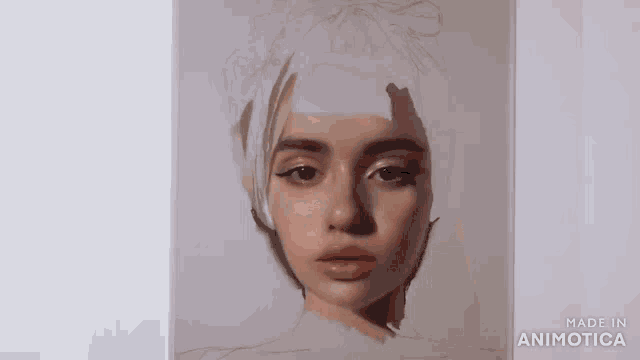 a close up of a painting of a woman 's face being made in animatica