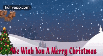a christmas greeting card with a snowman and a christmas tree
