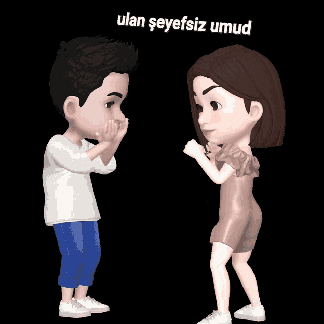 a cartoon of a boy and a girl with ulan seyefsiz umud written on the top