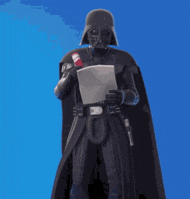 darth vader is holding a piece of paper with a heart drawn on it