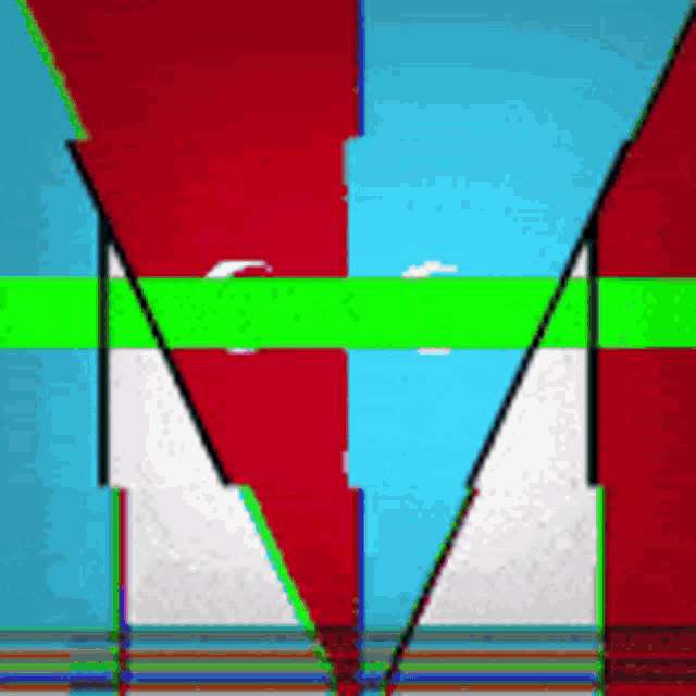 a red white and blue flag with a green stripe on it