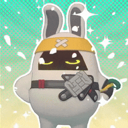 a cartoon bunny with a bandage on his head holding a knife