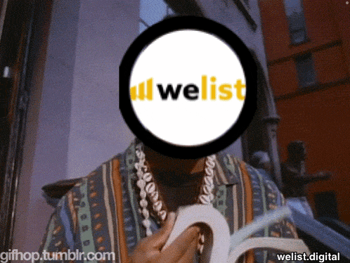 a gif of a man reading a book with a logo for all welist in front of his face