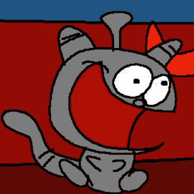 a cartoon drawing of a cat with a big mouth