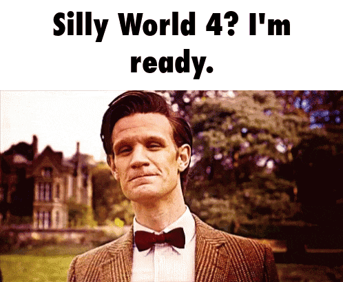 silly world 4 ? i 'm ready with a man in a suit and bow tie