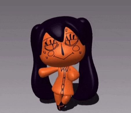a cartoon character with pigtails has a tattoo on her face that says " u "
