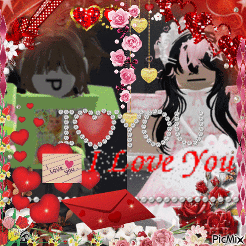 a collage of hearts and flowers with the words i love you