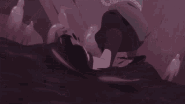 a cartoon character is flying through the air while holding a sword in his hand .