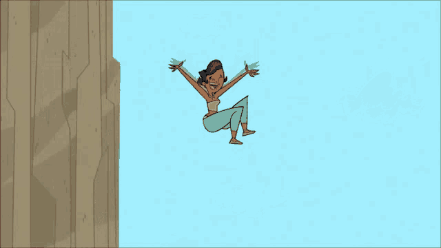 a cartoon of a woman flying through the air