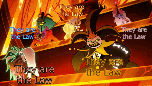 a bunch of cartoon characters with the words they are the law on the bottom