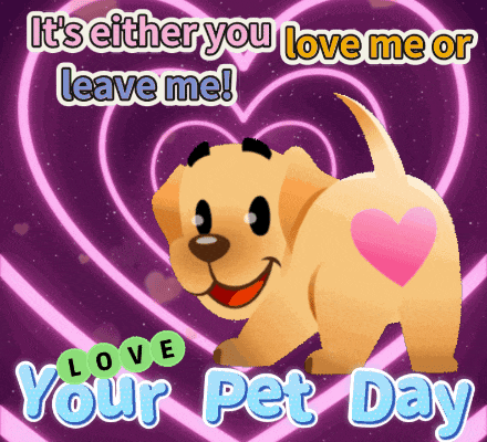 a picture of a dog with a pink heart on its butt and the words love your pet day