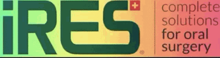 an ires complete solutions for oral surgery logo on a colorful background
