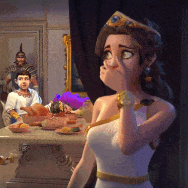 a cartoon drawing of a woman with a crown on her head
