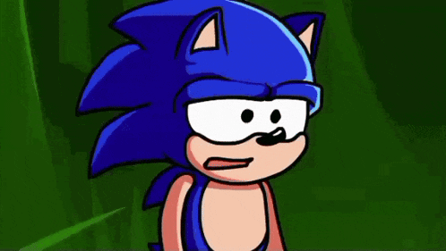 a cartoon drawing of sonic the hedgehog with a surprised look on his face