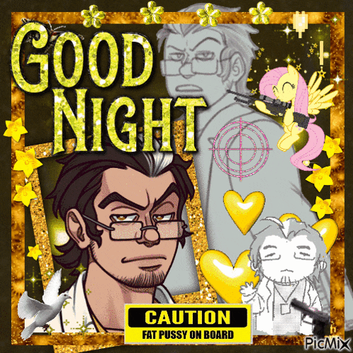 a picture of a man with glasses and the words good night