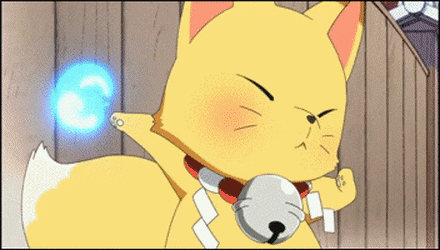 a cartoon cat with a bell around its neck looks angry