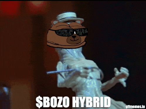 a cartoon of a mummy with the words $ bozo hybrid written below it