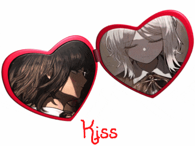 a heart shaped mirror with a picture of a girl and the word kiss
