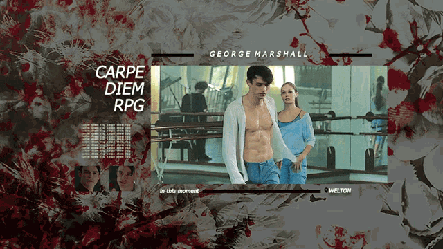 a poster for carpe diem rpg shows a man and a woman dancing