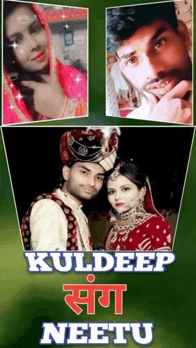 a poster of a bride and groom with the words kuldeep neetu