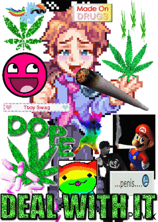 a poster with a girl smoking a cigarette and the words deal with it
