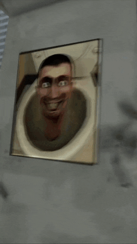 a cartoon of a man in a toilet with a can of spray paint in front of him