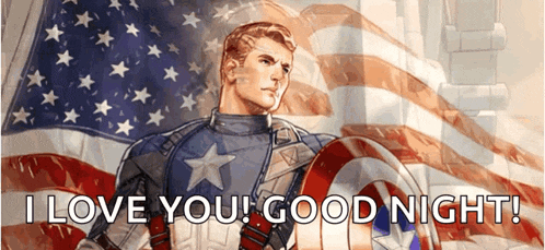 a picture of captain america with the words " i love you good night " on the bottom