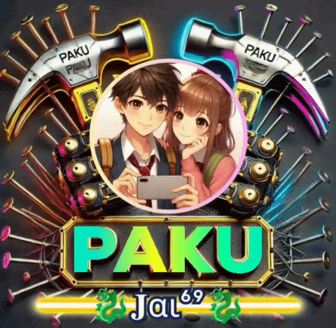 a boy and a girl are taking a picture with a hammer that says ' paku ' on it