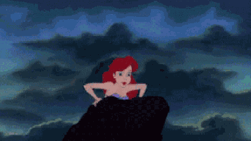 a cartoon of a mermaid sitting on a rock in the ocean