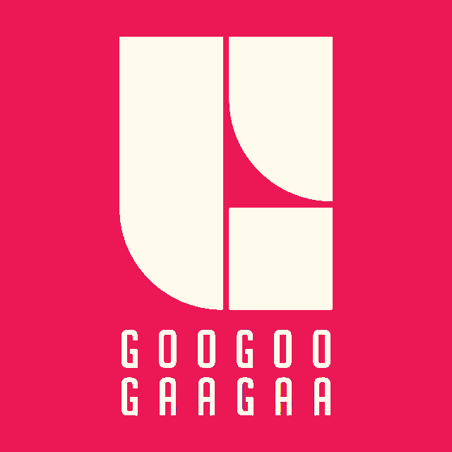 a yellow background with a red u and the words gogo gagaa
