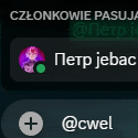 a screenshot of a text message between peter jebac and czlonkowie pasuja
