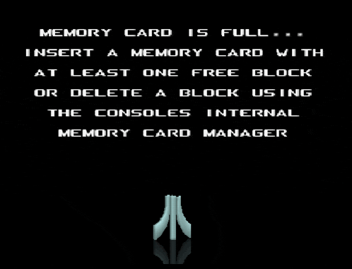 a screenshot of a video game that says memory card is full