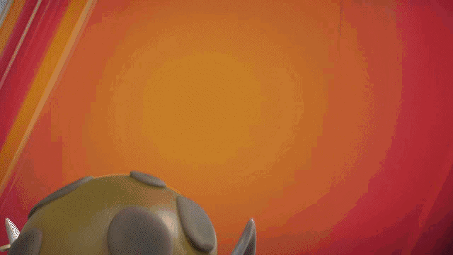 a blurred image of a person with a sword on a red background
