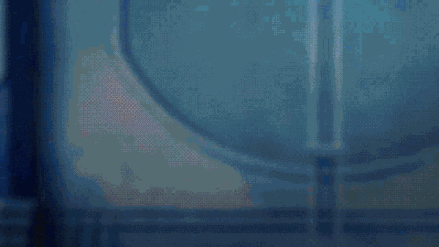 a computer generated image with a blue background and a white stripe in the middle