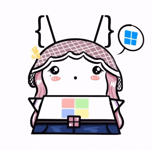 a cartoon drawing of a girl with a microsoft logo