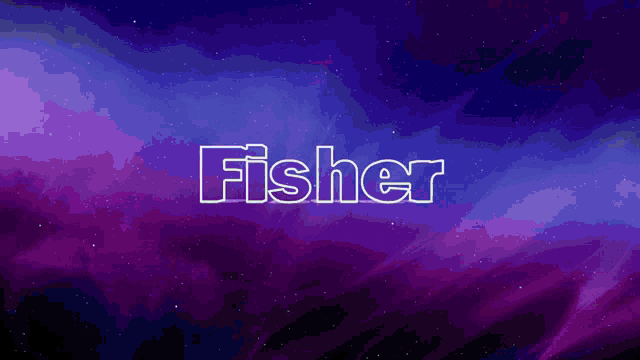 fisher is written in white on a purple background
