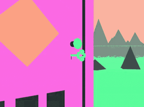 a pink door with squares on it and a diamond on the top