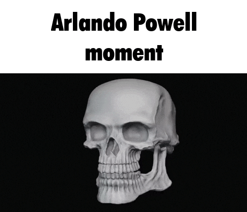 a picture of a skull with the words arlando powell moment below it