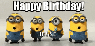 a group of minions are standing next to each other and saying happy birthday !