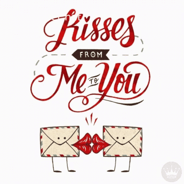 a poster that says kisses from me to you with two envelopes with lips on them