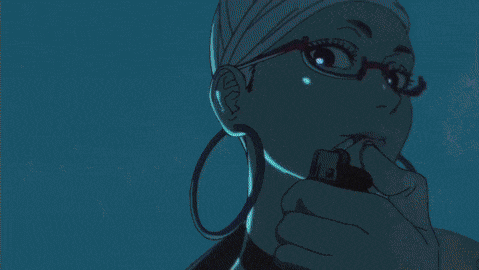 a woman is lighting a cigarette with a lighter in her mouth .