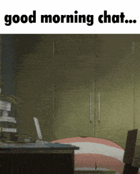 a picture of a bedroom with the words " good morning chat "
