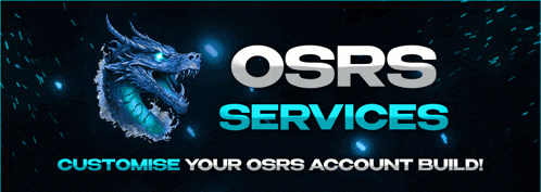a banner for osrs shows a blue dragon and says " customise your osrs account build "