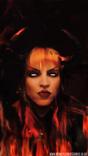 a halloween poster with a witch and fire